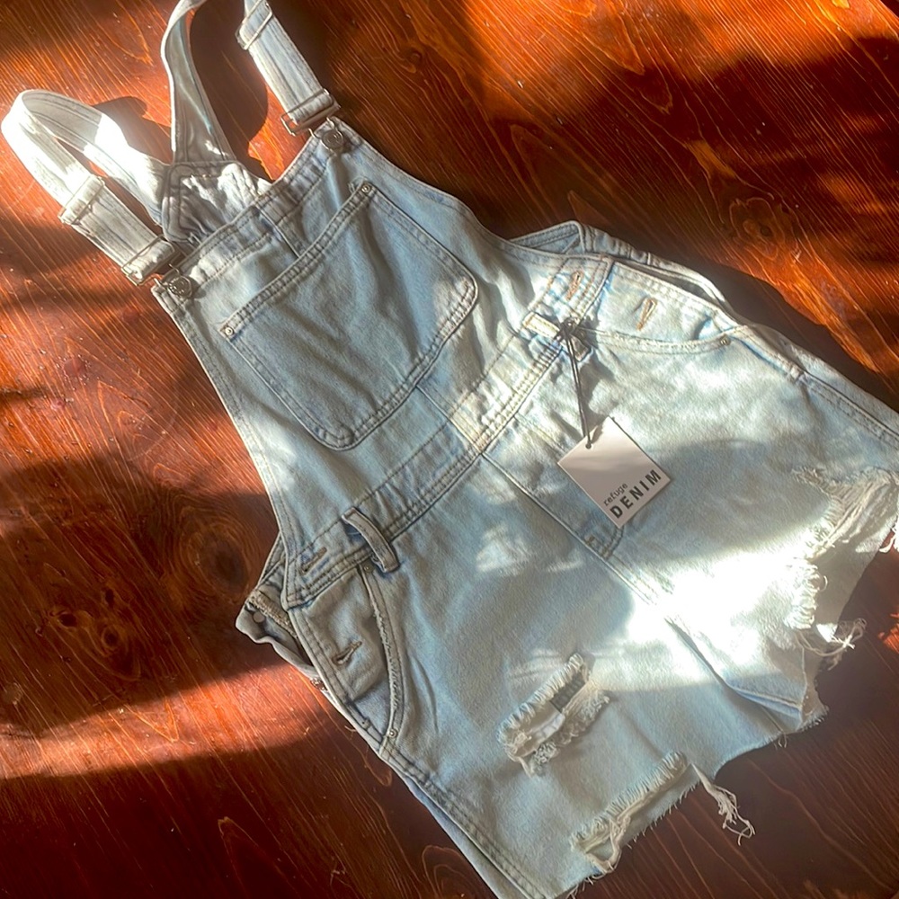 Denim overall shorts ~ never worn